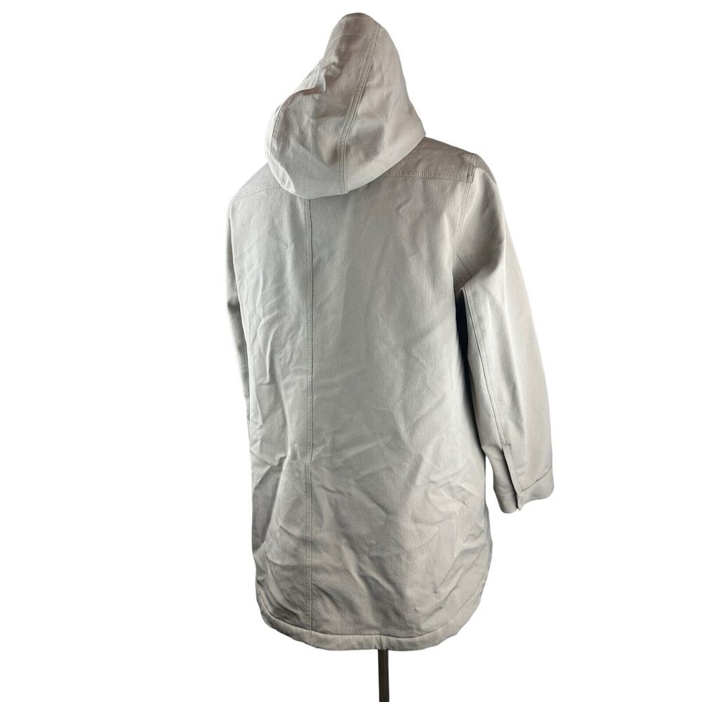 J. Jill Fit Sherpa Lined Full Zip Hooded Coat Beige Zip Pockets XL Cozy Warm EUC - Picture 9 of 16